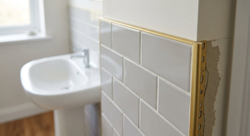 Tile Edge Trim, 6mm Matte Gold – Pack of 5, 2.44m Each