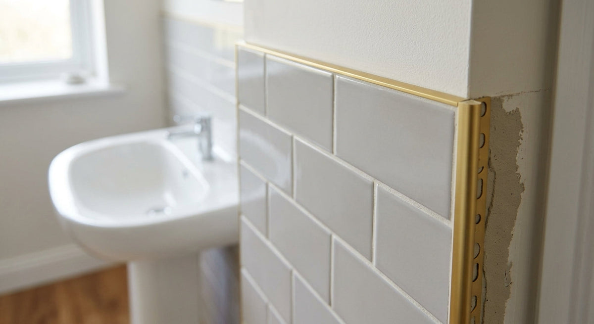 Tile Edge Trim, 6mm Matte Gold – Pack of 5, 2.44m Each
