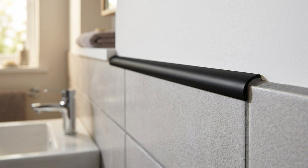 Black PVC Tile Trim 8mm - Pack of 5, 2.44m Each