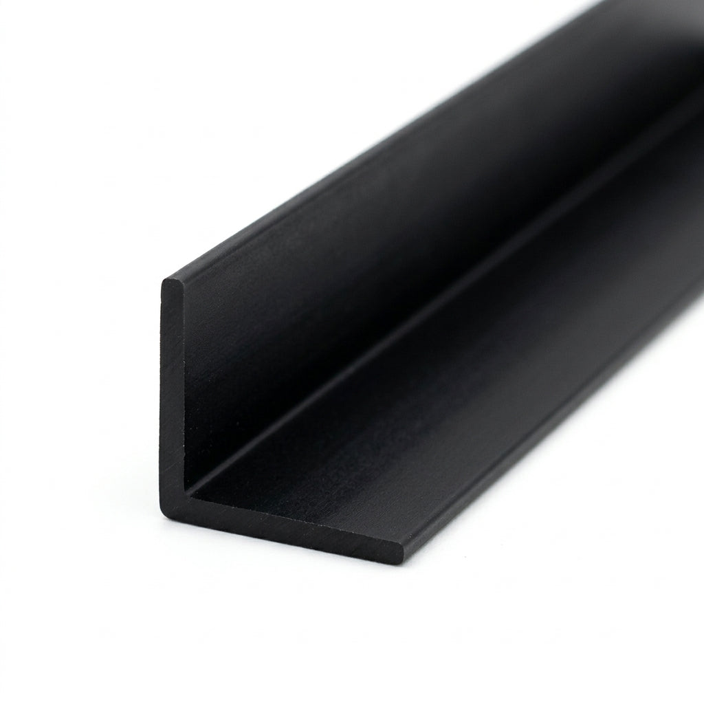 Black 25mm PVC Angle Trim - 25 x 2.44m Lengths for Corner Protection