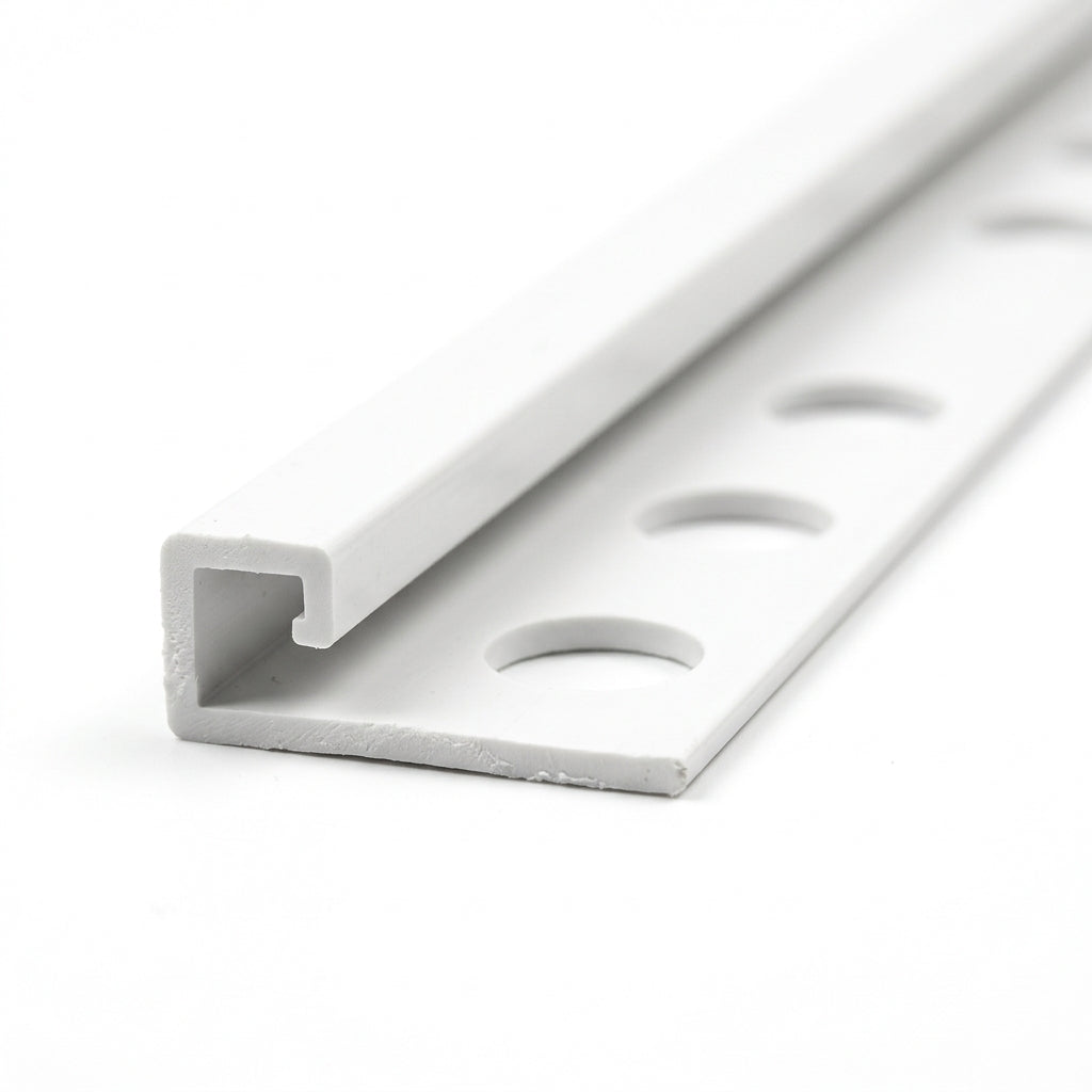 White 6mm Plastic Tile Edge Trim - 100 x 2.44m Lengths