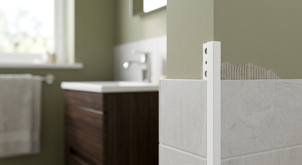 White 6mm Plastic Tile Edge Trim - 100 x 2.44m Lengths