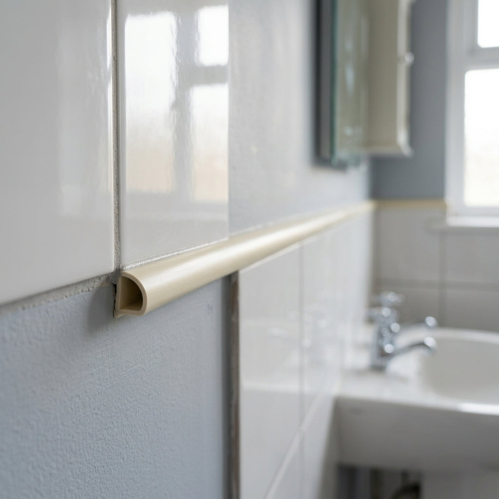 6mm Plastic Tile Edge Soft Cream - 25 x 2.44m Lengths