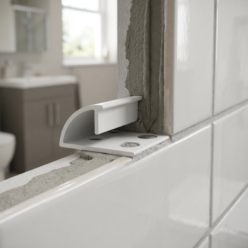 8mm Plastic Tile Edge Ivory - 25 x 2.44m Lengths