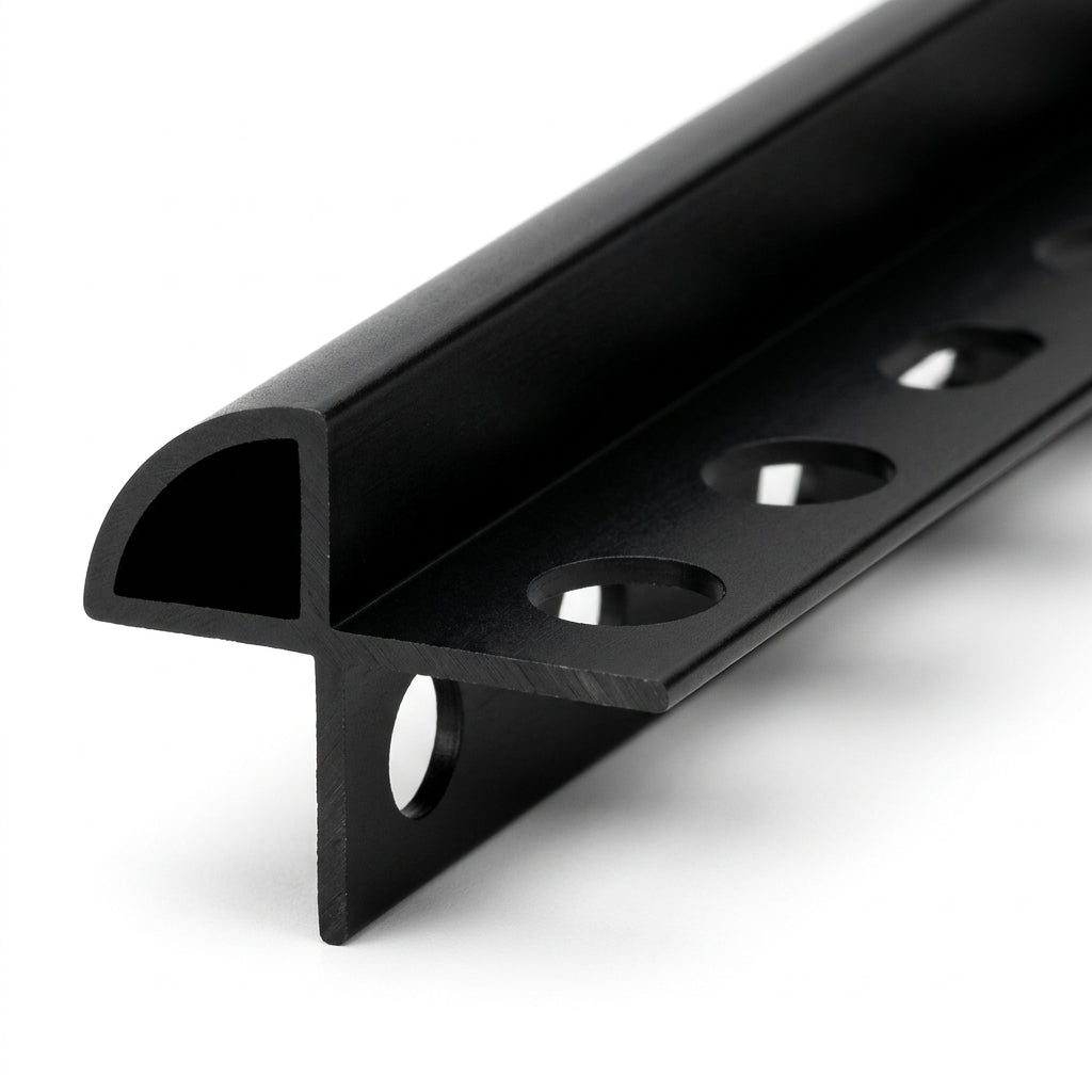 Black PVC Tile Trim Profile - 8mm x 25 x 2.44m Lengths