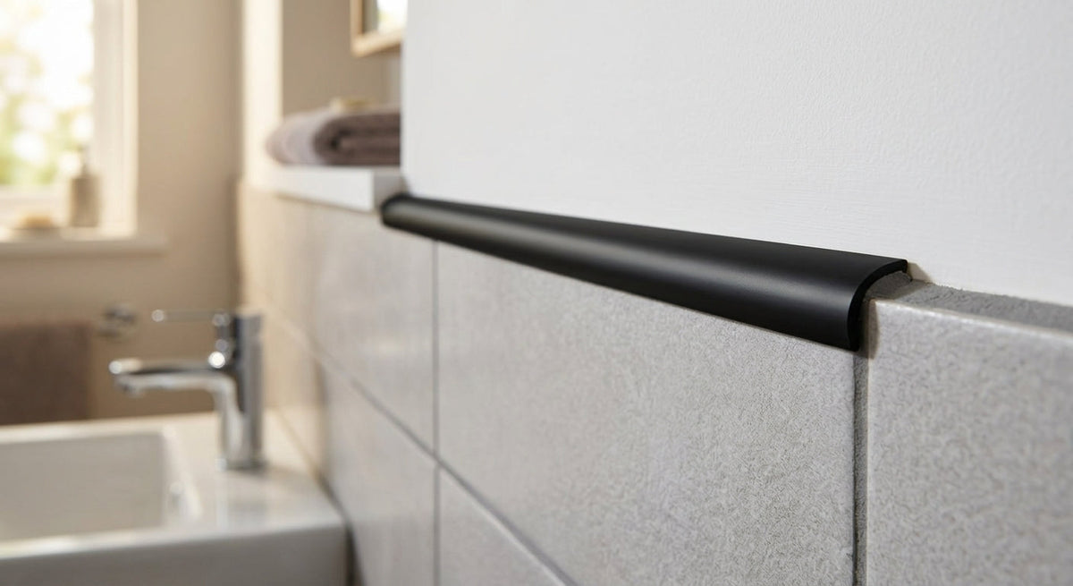 Black PVC Tile Trim Profile - 8mm x 25 x 2.44m Lengths