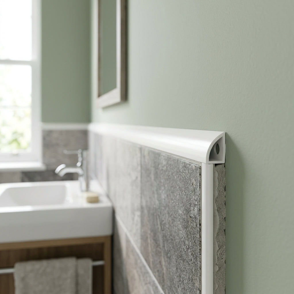 12mm Plastic Tile Edge White - 25 x 2.44m Lengths